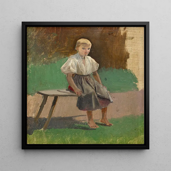 Study of a seated peasant woman - Ladislav Mednynszky — framed artwork on a wall