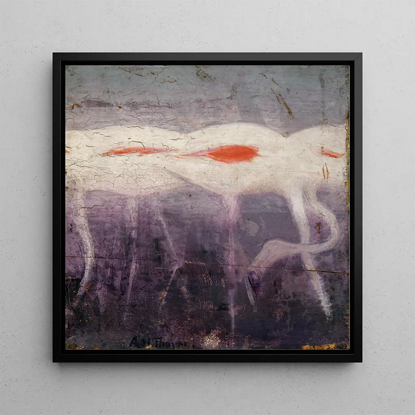 Study of White Flamingos for the book Camouflage in the Animal Kingdom - Abbott Handerson Thayer — framed artwork on a wall