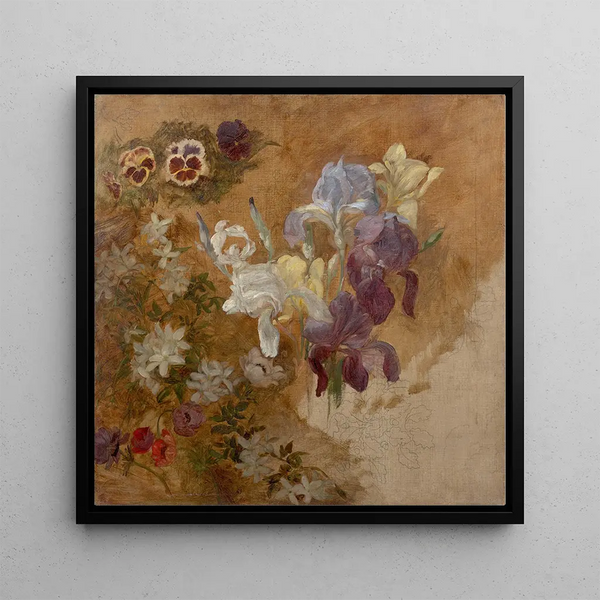 Flower Study Painting - Marie Bracquemond — framed artwork on a wall