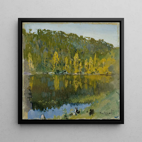 Study of a forest pond landscape - Eero Järnefelt — framed artwork on a wall
