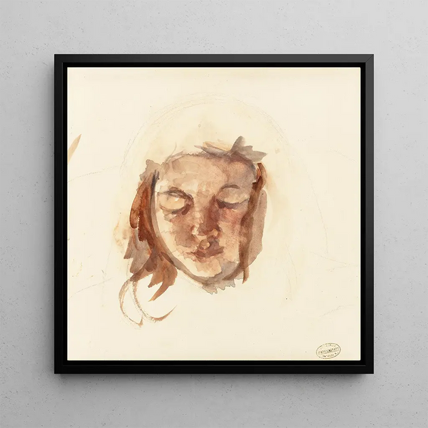 Study of a Young Girl's Portrait - Mary Cassatt — framed artwork on a wall