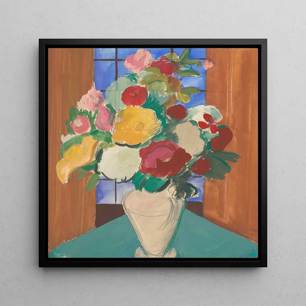 Study for the painting Spanish motif Still life with floral back - Cyprin Majernik — framed artwork on a wall
