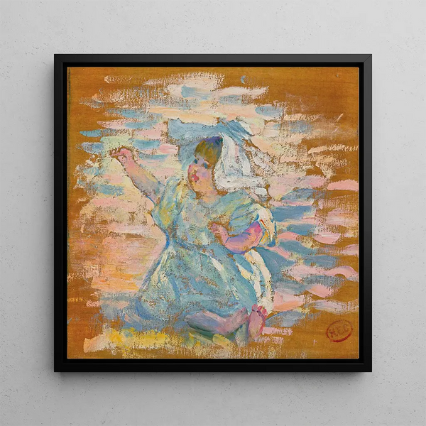 Study for mother playing with her child - Henri-Edmond Cross — framed artwork on a wall