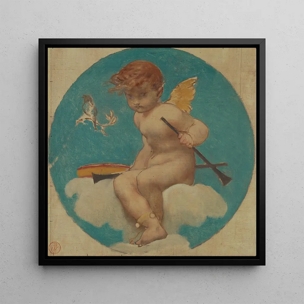 Reproduction of the painting Study for a medallion with a putto holding musical attributes - Pierre