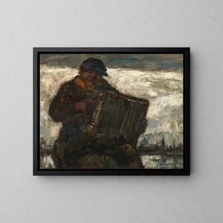 Harmonica Player - Eugeen Van Mieghem — framed artwork on a wall