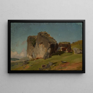 Study of Rocks - Eugen Bracht — framed artwork on a wall