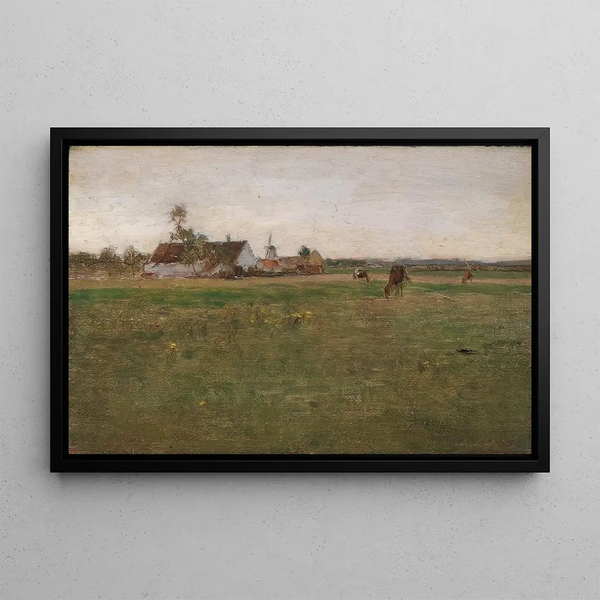 Evening Landscape Painting - Eugen Jettel — framed artwork on a wall