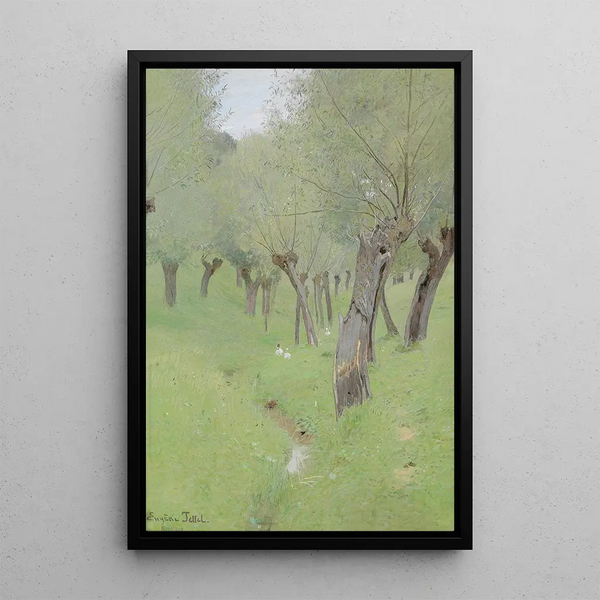 Rue du village après la pluie - Eugen Jettel — framed artwork on a wall