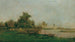 River landscape painting with boat - Eugen Jettel — artwork view
