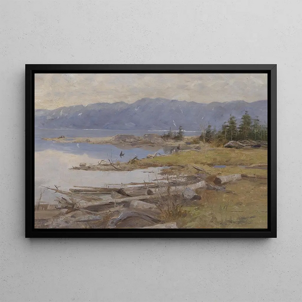 Landscape Lake Mountainous - Eugen Jettel — framed artwork on a wall