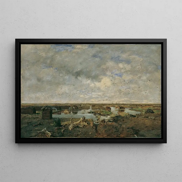 Marshland Landscape - Eugen Jettel — framed artwork on a wall