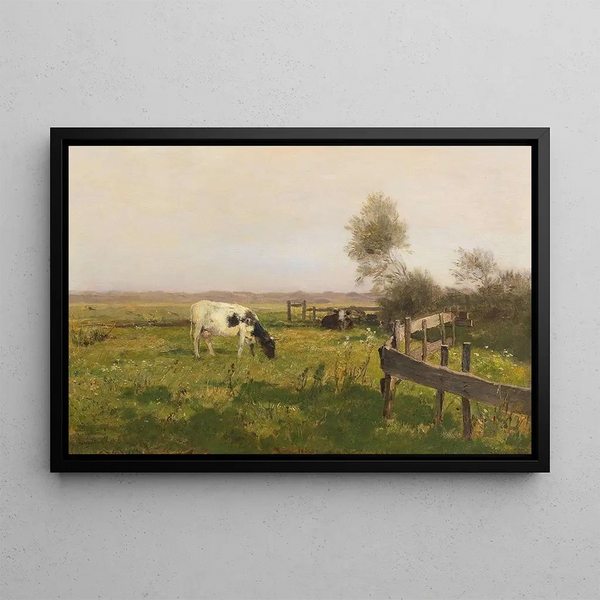 Cow in Pasture - Eugen Jettel — framed artwork on a wall