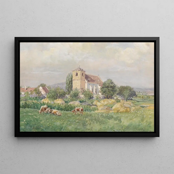 Church in Staatz - Eugen Jettel — framed artwork on a wall
