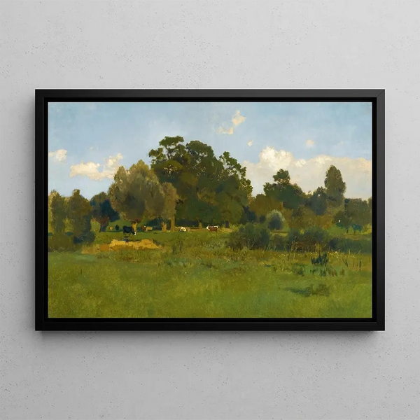 Prairie with Cows - Eugen Jettel — framed artwork on a wall