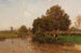River landscape painting with resting cows - Eugen Jettel — artwork view