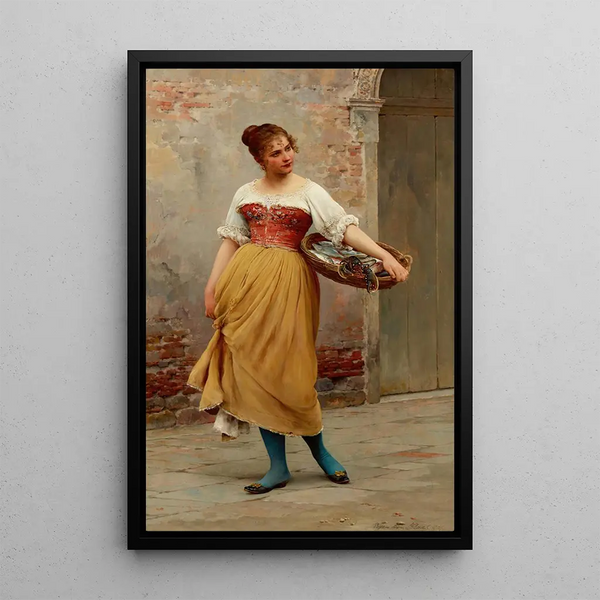 A Good Catch - Eugen von Blaas — framed artwork on a wall