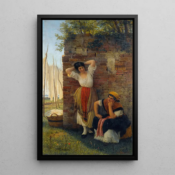 A Moment of Rest - Eugen von Blaas — framed artwork on a wall