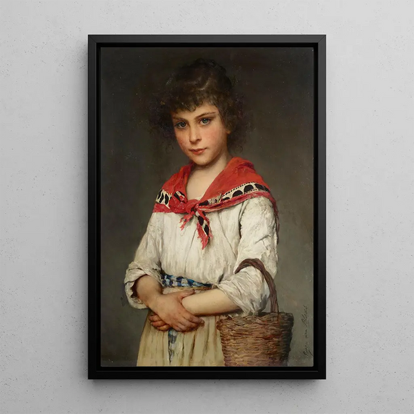 A Neapolitan Girl - Eugen von Blaas — framed artwork on a wall