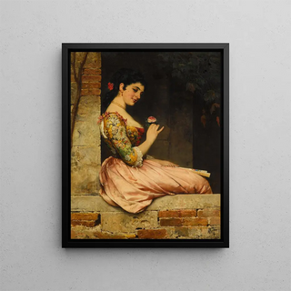A Rose - Eugen von Blaas — framed artwork on a wall