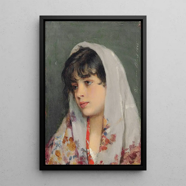 A Venetian beauty - Eugen von Blaas — framed artwork on a wall