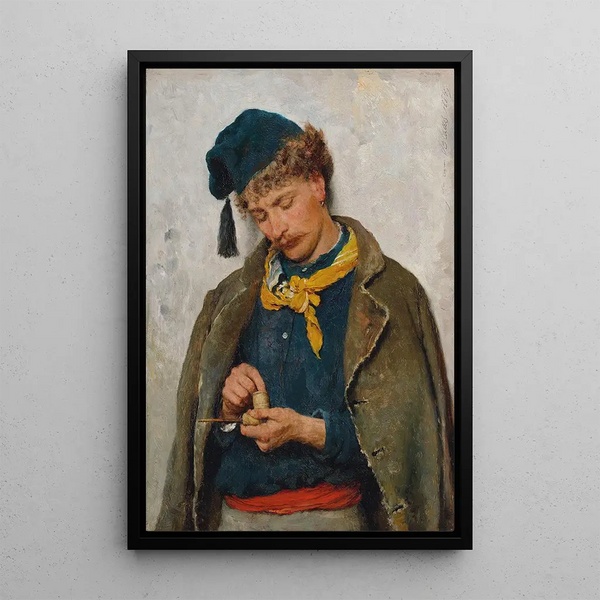 a soldier - Eugen von Blaas — framed artwork on a wall