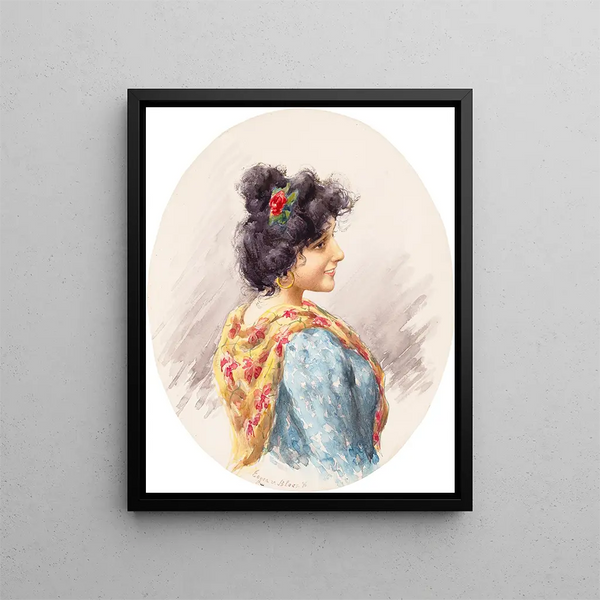 An Italian Beauty - Eugen von Blaas — framed artwork on a wall