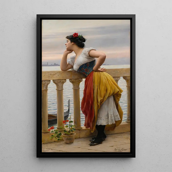 Anticipation - Eugen von Blaas — framed artwork on a wall