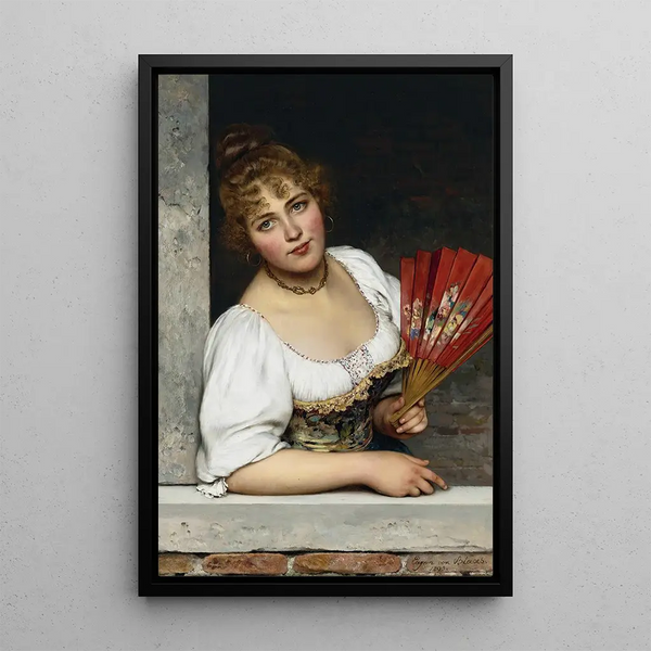 At the window - Eugen von Blaas — framed artwork on a wall