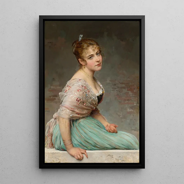 Contemplation - Eugen von Blaas — framed artwork on a wall