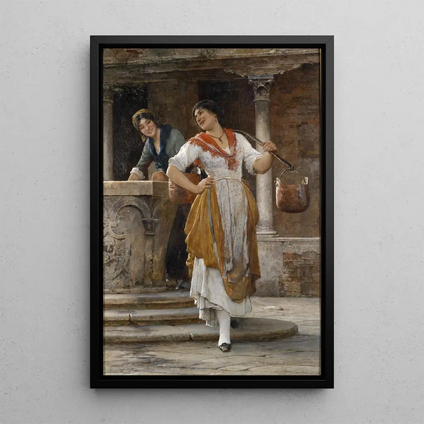 La porteuse d'eau - Eugen von Blaas — framed artwork on a wall