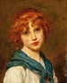 Girl with a Blue Scarf - Eugen von Blaas — artwork view