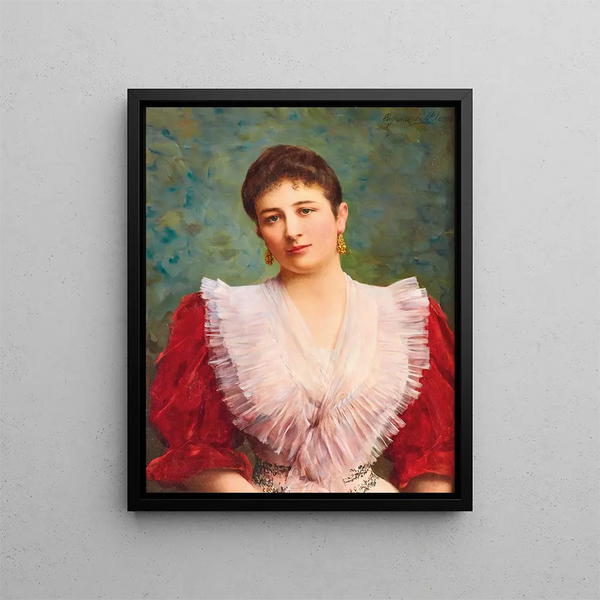 Portrait of Olga Sardegna Daverio - Eugen von Blaas — framed artwork on a wall