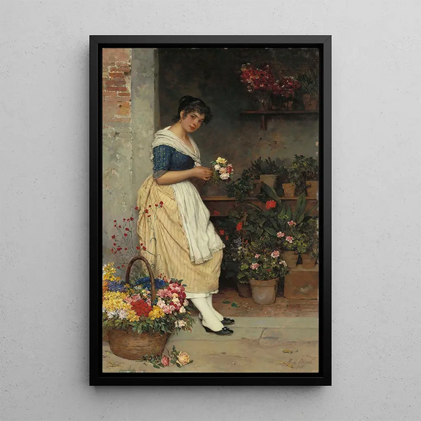 La plus belle rose - Eugen von Blaas — framed artwork on a wall