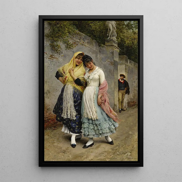 La Flirtation - Eugen von Blaas — framed artwork on a wall