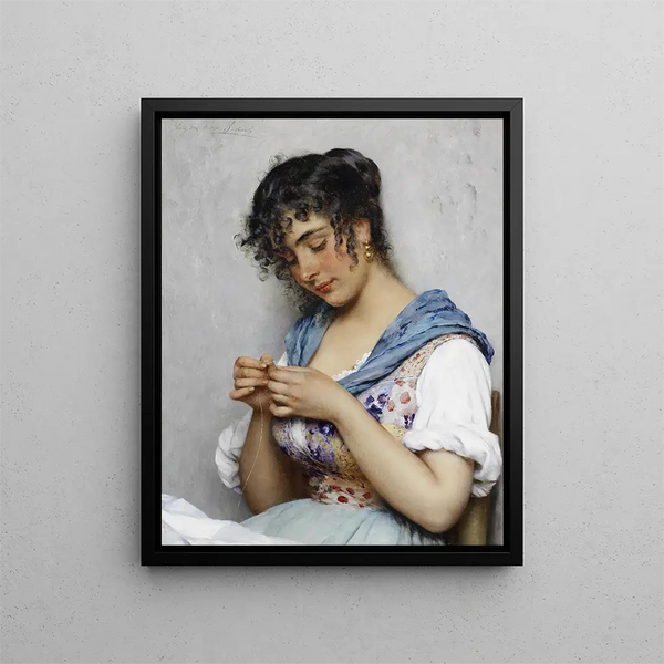 La couturière italienne - Eugen von Blaas — framed artwork on a wall