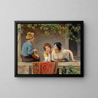 The Mandolin Player - Eugen von Blaas — framed artwork on a wall