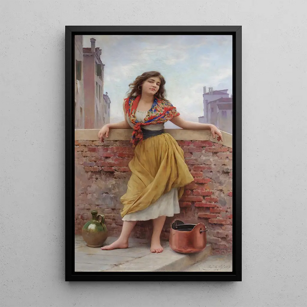 La Porteuse d'eau - Eugen von Blaas — framed artwork on a wall