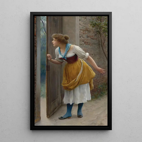L'espionne - Eugen von Blaas — framed artwork on a wall
