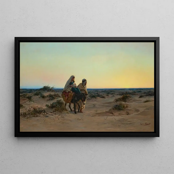 The Flight into Egypt - Eugène Alexis Girardet — framed artwork on a wall