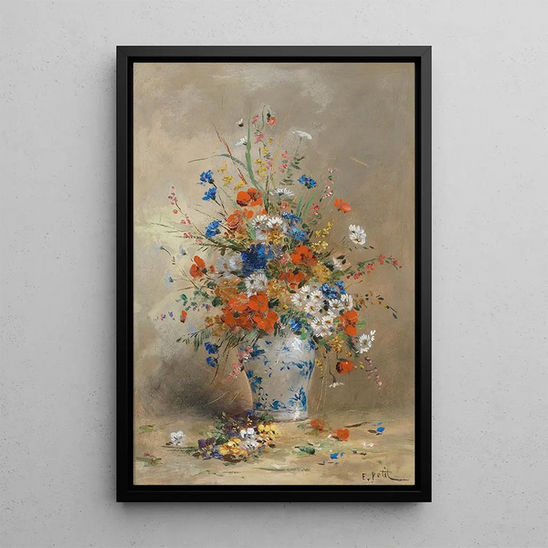 Flower Still Life Painting - Eugène Petit — framed artwork on a wall