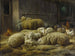 Moutons et poules dans une grange - Eugène Remy Maes — artwork view