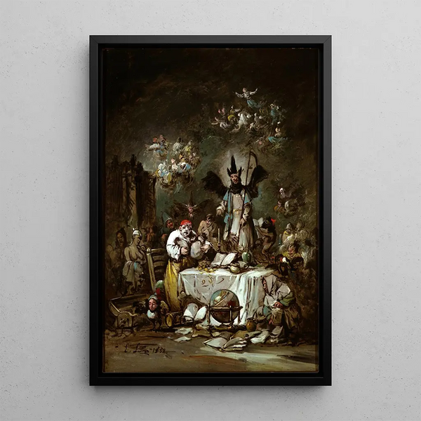Artistic print Allegorical Caprice L'Avarice - Eugenio Lucas Velázquez — framed artwork on a wall