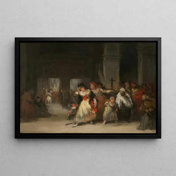 Interior church painting - Eugenio Lucas Velázquez — framed artwork on a wall