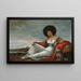 Maja with a Little Dog - Eugenio Lucas Velázquez — framed artwork on a wall