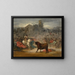 Varilargueros harcelant le taureau - Eugenio Lucas Velázquez — framed artwork on a wall