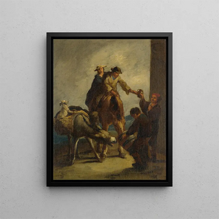 Vendeurs d'eau avec un âne - Eugenio Lucas Velázquez — framed artwork on a wall