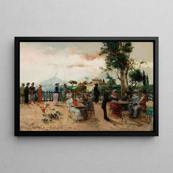 Refreshing on the Neapolitan coast - Eugenio Oliva Rodrigo — framed artwork on a wall