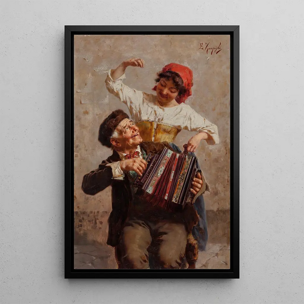Dancing Serenade Painting - Eugenio Zampighi — framed artwork on a wall
