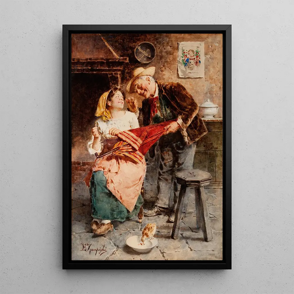 Les Folies de la vieillesse - Eugenio Zampighi — framed artwork on a wall