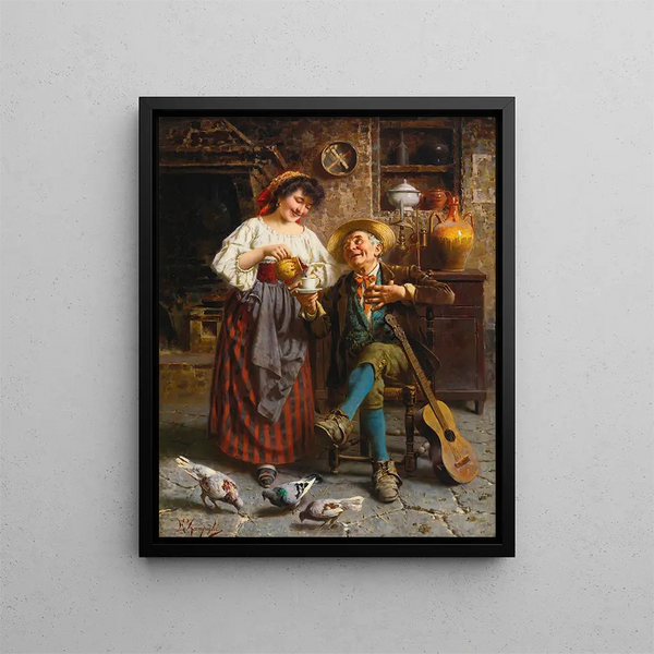 The great-grandfathers' coffee - Eugenio Zampighi — framed artwork on a wall